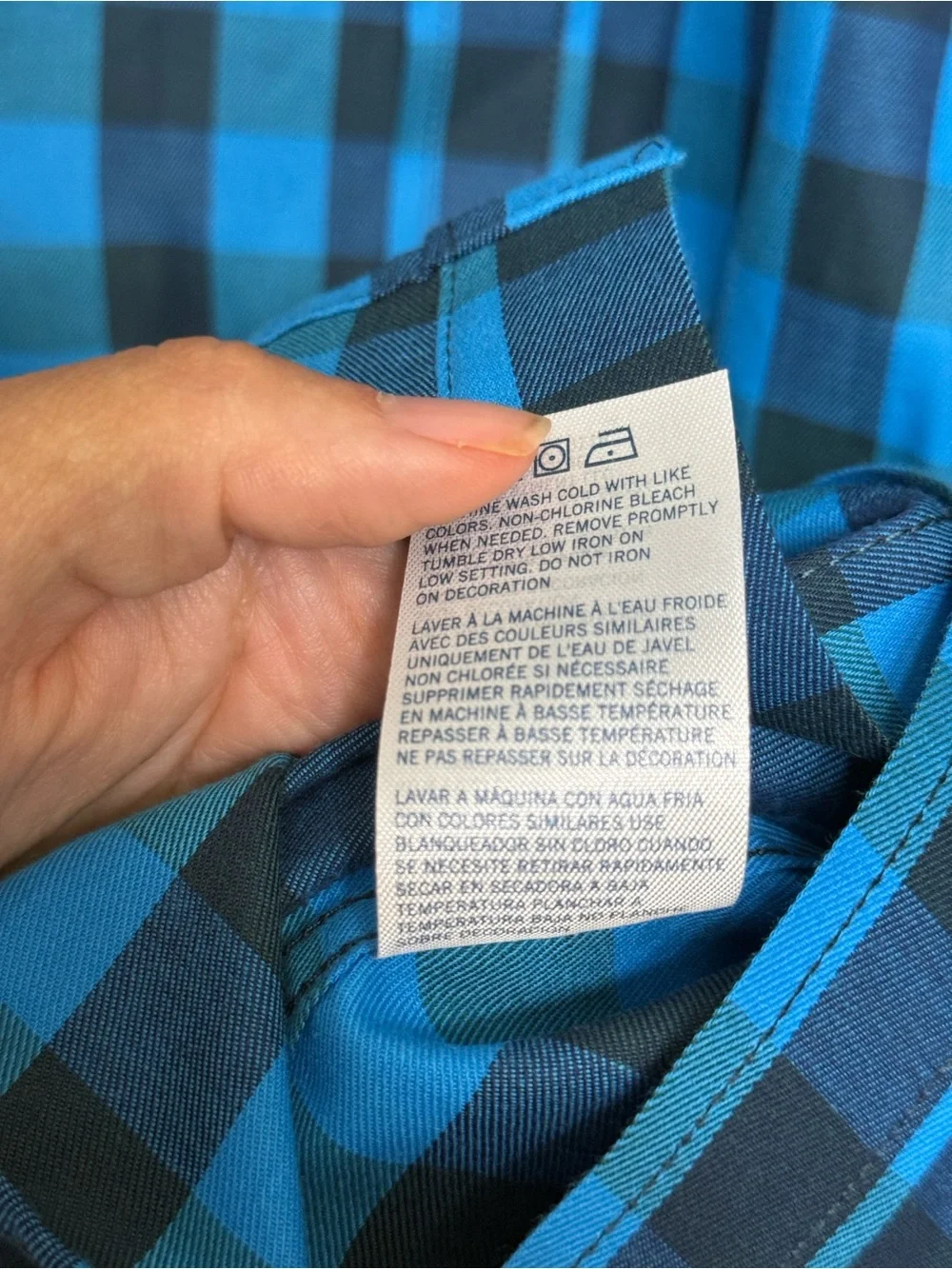 Tommy Hilfiger Boy’s Medieval Blue Twill Check Long Sleeve Button Up Shirt EUC